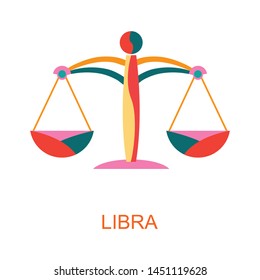 Libra star sign with different colors on white background. Vector horoscope zodiac star icon.Vector astrology sign.