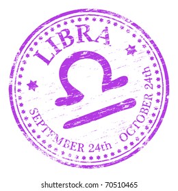 "LIBRA" Star sign rubber stamp illustration