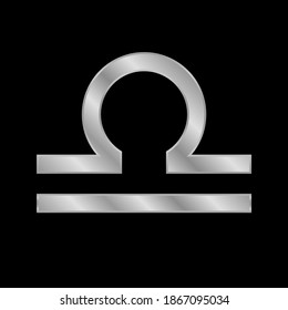 Libra symbol on black background. Vector illustration.