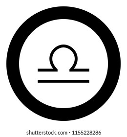 Libra symbol zodiac icon black color in round circle