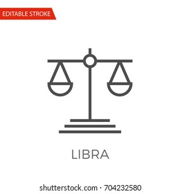 Libra Thin Line Vector Icon. Flat Icon Isolated on the White Background. Editable Stroke EPS file. Vector illustration.