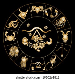 Libra vector of Astrology design.horoscope circle with signs of zodiac set vector.signs such as a aries, taurus, gemini, cancer, leo, virgo, libra, scorpio, sagittarius, capricorn,aquarius, pisces.