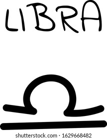 libra. vector black zodiac sign, icon, symbol on white background. isolated.