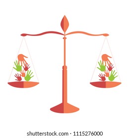 Libra vector with hands on white background