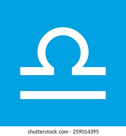 Libra web white icon isolated on a blue background. Vector symbol