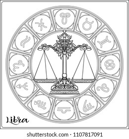 libra weigher zodiac sign astrological horoscope stock vector royalty free 1107817091