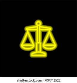 Libra yellow glowing neon ui ux icon. Glowing sign logo vector