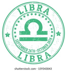 Libra zodiac astrology grunge stamp suitable for use on website, in print and promotional materials, and for advertising