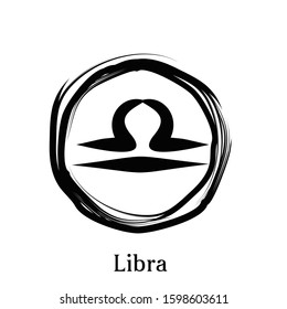 Libra Zodiac circle symbols. Astrology constellation vector illustration.
