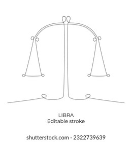 Libra zodiac constellation one single hand drawing continues line. Vector stock illustration isolated on white background. Editable stroke line. EPS10