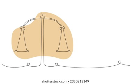 La constelación de Libra Zodiac con una sola mano sigue dibujando el cartel de la línea. Ilustración de material vectorial aislada en fondo blanco. Línea de trazo editable. EPS10