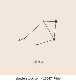 Libra Zodiac Constellation in Trendy Minimal Linear Style. Vector Horoscope Symbol and Sign.