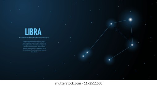 Libra zodiac constellation vector sign with silhouette. Poster design with place for text