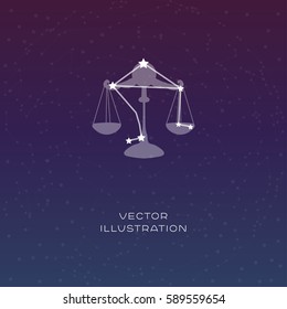 Libra zodiac constellation vector sign with silhouette