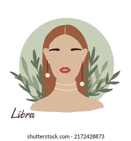 Libra zodiac as fashionable woman. Female astrological horoscope sign illustration