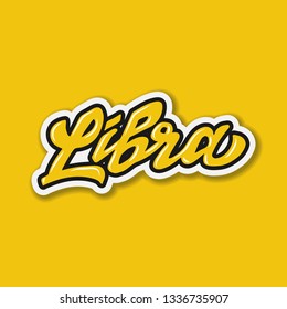 libra zodiac hand lettering vector