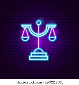 Libra Zodiac Neon. Vector Illustration of Horoscope Promotion.