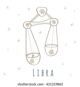 libra Zodiac sign 12. constellation with pattern stars simple simbol