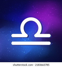 Libra zodiac sign. Abstract night sky background. Libra icon on blue space background. vector illustration