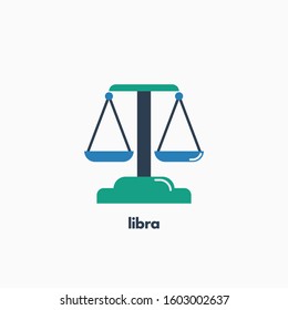 Libra zodiac sign, astrological, horoscope symbol. Flat icon. Vector illustration.