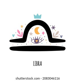 Libra. Zodiac sign. Astrological horoscope signs on white background. Stylized symbol. Vector illustration