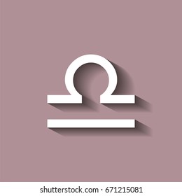 Libra zodiac sign. Astrological symbol icon with shadow