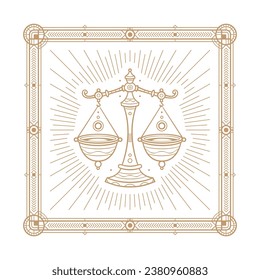Libra zodiac sign and astrology symbol, element. Modern outline vector illustration. White background