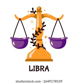 Símbolo de zodíaco de Libra com Balanced Scales Illustration