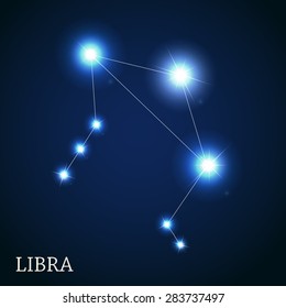 Libra Zodiac Sign of the Beautiful Bright Stars Vector Illustration EPS10