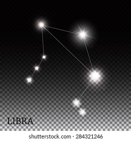Libra Zodiac Sign of the Beautiful Bright Stars Vector Illustration EPS10