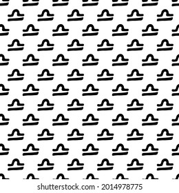 Libra Zodiac sign black and white seamless pattern vector. Hand-drawn Libra black symbols on white regular pattern