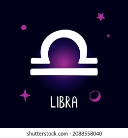 Libra zodiac sign card or highlight story cover for social media, blog, website. Bright caption astrology symbol and shining stars. Vector flat hand drawn illustration