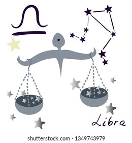 Libra zodiac sign in cartoon style isolate on white background vector image