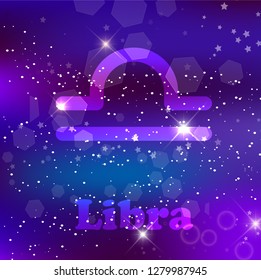 Libra Zodiac Sign Constellation On Cosmic Stock Vector (Royalty Free ...