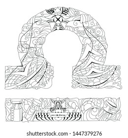Libra zodiac sign cute retro zentangle stylized in vector