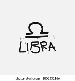 Libra zodiac sign design in dirty artistic style	

