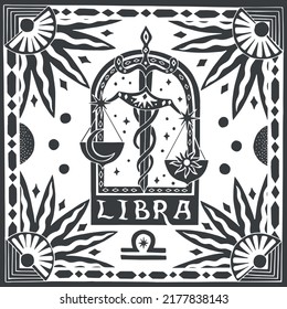 Libra zodiac sign. Horoscope. Illustration for souvenirs and social networks