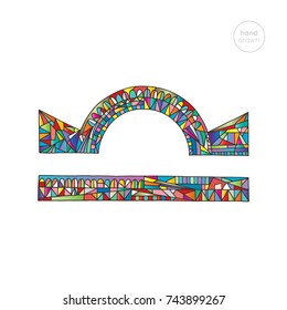 Libra zodiac sign. Horoscope vector illustration. Astrological hand drawn series. Colorful bright magic symbol in modern style.