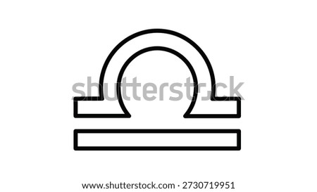 Libra zodiac sign icon featuring a symmetrical scale symbol in bold black lines for astrology, horoscope, and destiny charts.