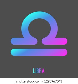 Libra zodiac sign icon with liquid,fluid pink turquoise on dark background. Star signs for astrology horoscope. stylized symbols. Vector illustration.