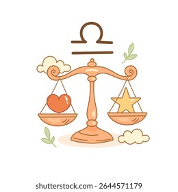 Libra zodiac sign illustration, cute cartoon balance scale