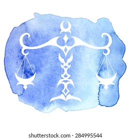 Libra zodiac sign on watercolor background. Vector Illustration 