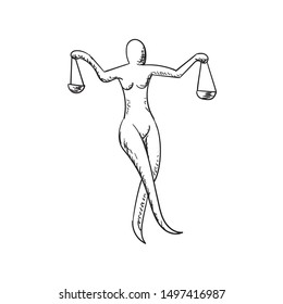 Libra zodiac sign on white isolated background. Hand-drawn. Vector image. eps 10
