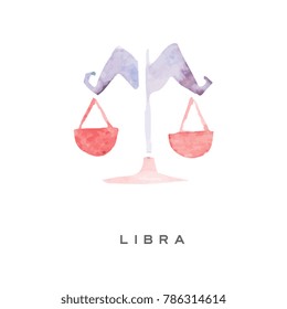 Libra zodiac sign, part of zodiacal system watercolor vector illustration isolated on a white background