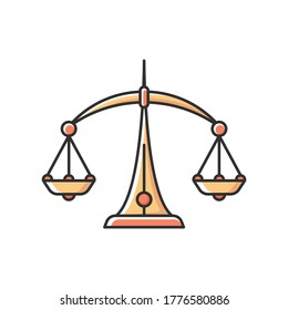 Libra zodiac sign RGB color icon. Judicial system, equilibrium, horoscope scales. Balanced old fashioned weight measuring instrument. Isolated vector illustration