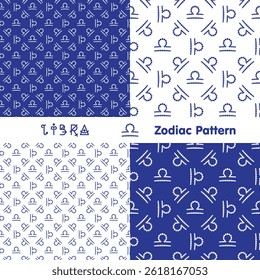 Libra zodiac sign seamless pattern. Zodiac signs background. Abstract flat style. Vector illustration.