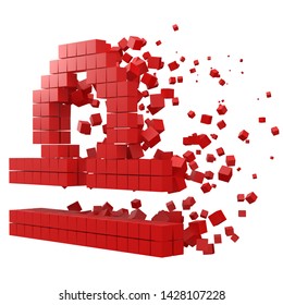 libra zodiac sign shaped data block. version with red cubes. 3d pixel style vector illustration. suitable for blockchain, technology, computer and abstract themes.
