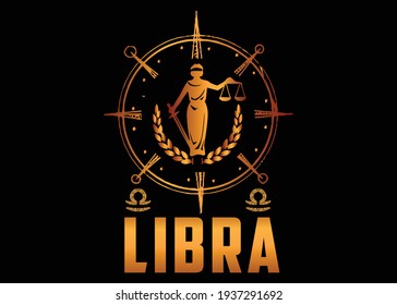 Libra Zodiac Sign T shirt Design Vector Illustration