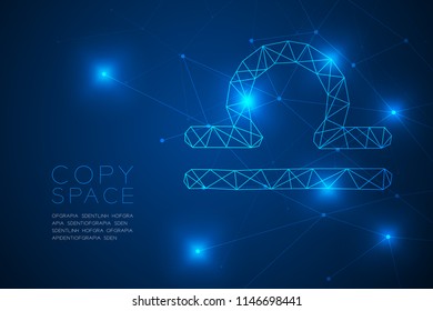 Libra Zodiac sign wireframe Polygon frame structure, Fortune teller concept design illustration isolated on blue gradient background with copy space, vector eps 10