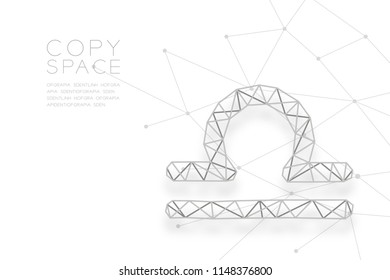 Libra Zodiac sign wireframe Polygon silver frame structure, Fortune teller concept design illustration isolated on white background with copy space, vector eps 10